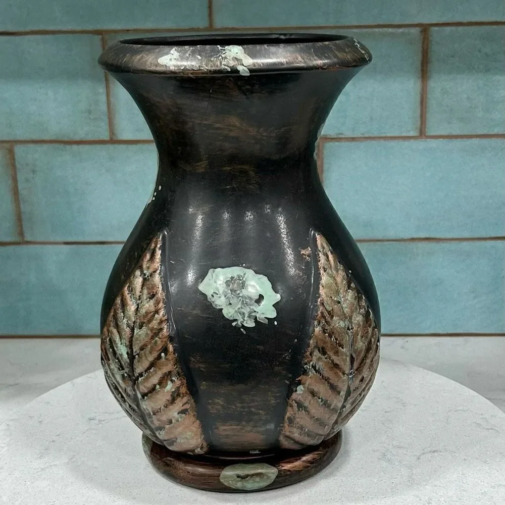 Haeger Flower Vase One Size Copper Brown Mottled Glaze Pottery Vintage
